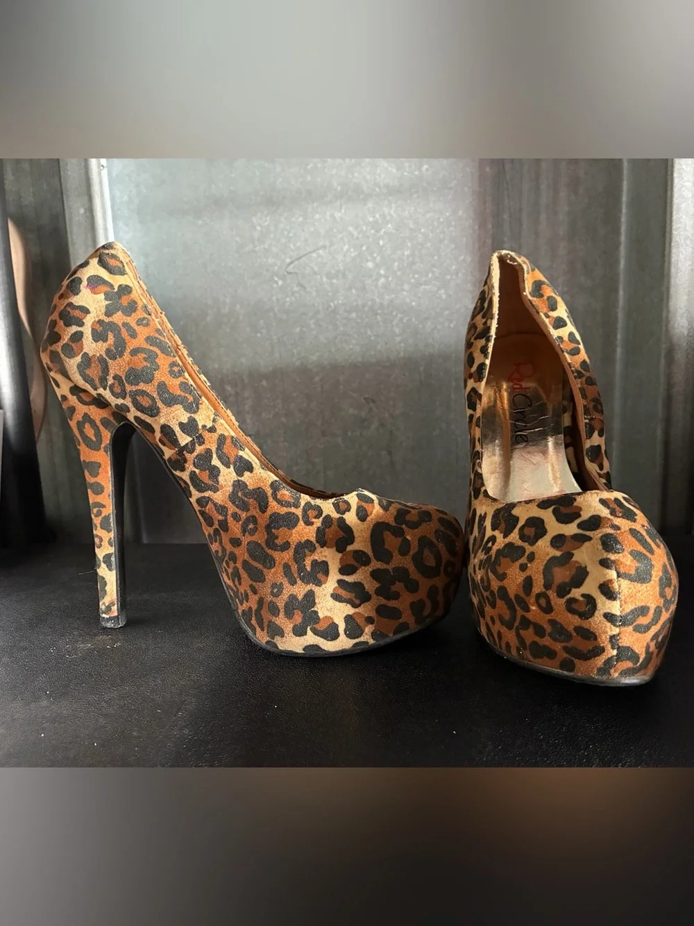 Red Circle Footwear Leopard Print Platform Pumps in Brown & Black